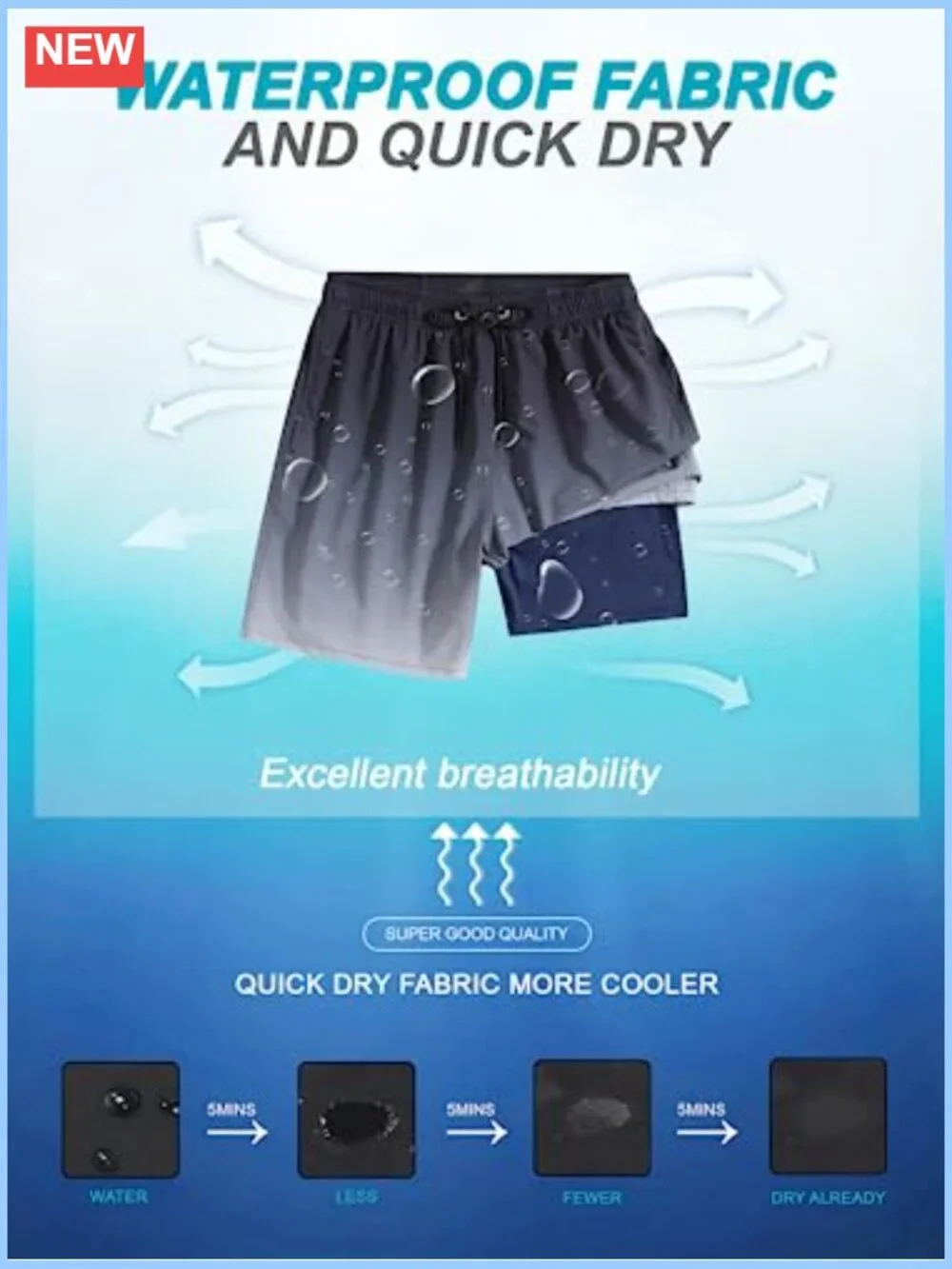 Quick Dry Swim Trunks with Compression Liner